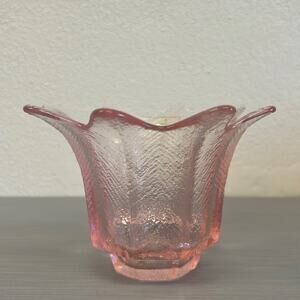 MCM Viking Glass Pink Textured Glass Votive Tea Light Candle Holder